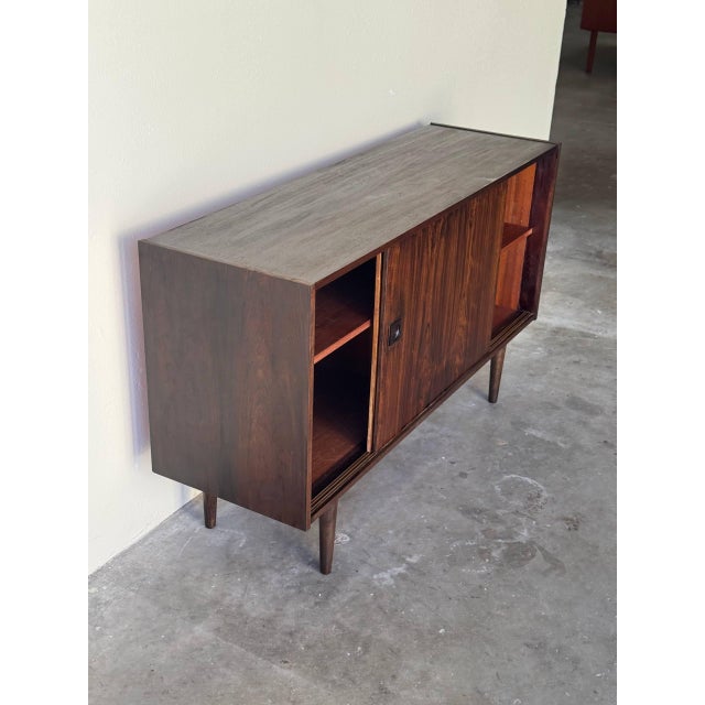 Mid 20th Century Danish Mid 20th Century Modern Rosewood Sideboard - Vintage Credenza With Sliding Doors For Sale - Image 5 of 11