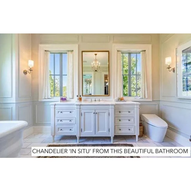 Metal Vintage Macaroni Beaded Arm Crystal Birdcage Chandelier For Sale - Image 7 of 7