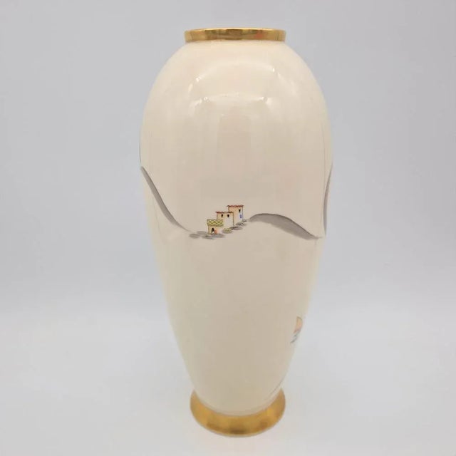 Large Hand-Painted Porcelain Vase from Lindner, 1950s, in Flawless conditions. Designed 1950 to 1959 This piece has an...