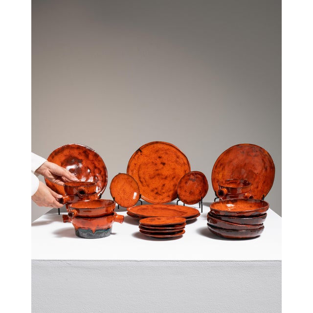1970s Germany Burnt Orange Ceramic Dinnerware Set For Sale - Image 9 of 15