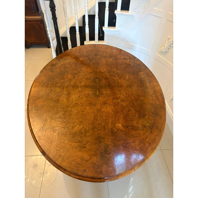 Antique Victorian Burr Walnut Carved Centre Table, 1860 For Sale - Image 4 of 15