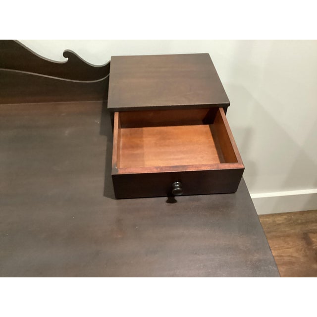 1800’s Antique Art Nouveau Victorian Solid Walnut Desk Carved Feet Excellent Brown With Letter Holder For Sale - Image 9 of 18