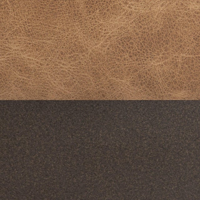 2020s Aged Caramel Leather Round Stool For Sale - Image 5 of 5