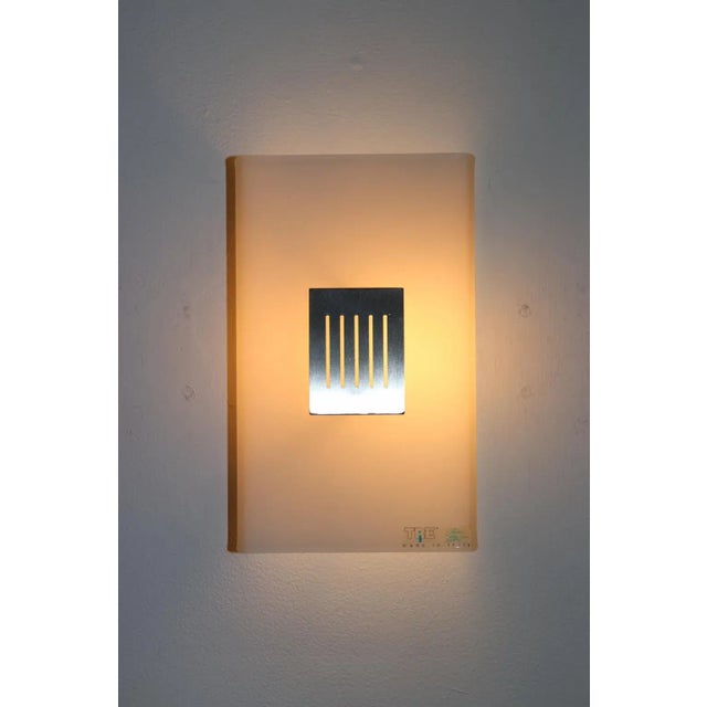 "EKO" Wall Lamp Murano White Glass Satin Finish and Stainless Steel Detail. Mounting in White Lacquered Metal. Designed By...
