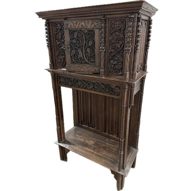 19th Century Two-Piece Gothic Style Oak Cabinet For Sale In Dallas - Image 6 of 12