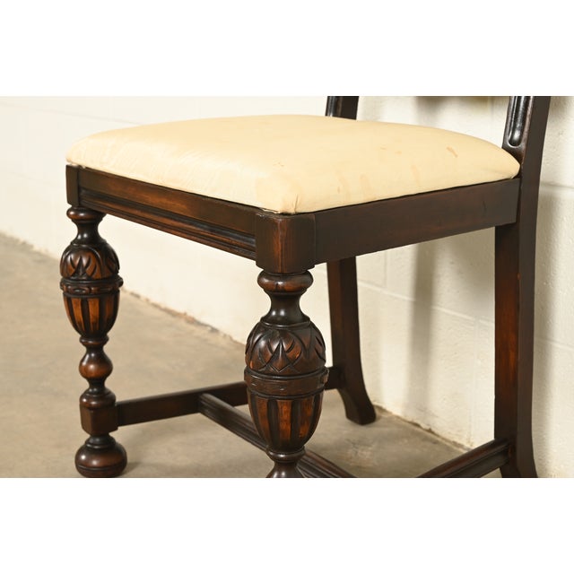Berkey & Gay Antique English Jacobean Carved Walnut Dining Chairs, Set of Four For Sale - Image 9 of 13