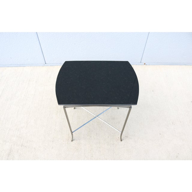Contemporary Vintage Minimalist Tom McHugh for Brayton McHugh Granite and Steel Side Table For Sale - Image 3 of 18