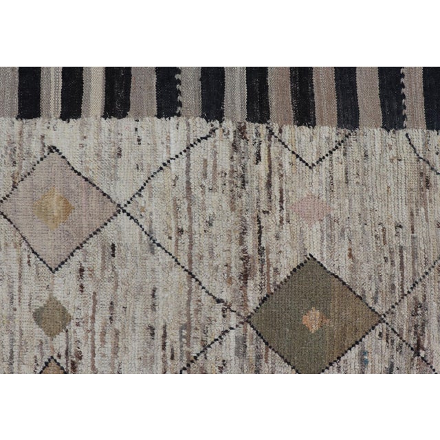 Textile Modern Hand Knotted Moroccan Diamond Pattern in With Tribal Motifs For Sale - Image 7 of 9
