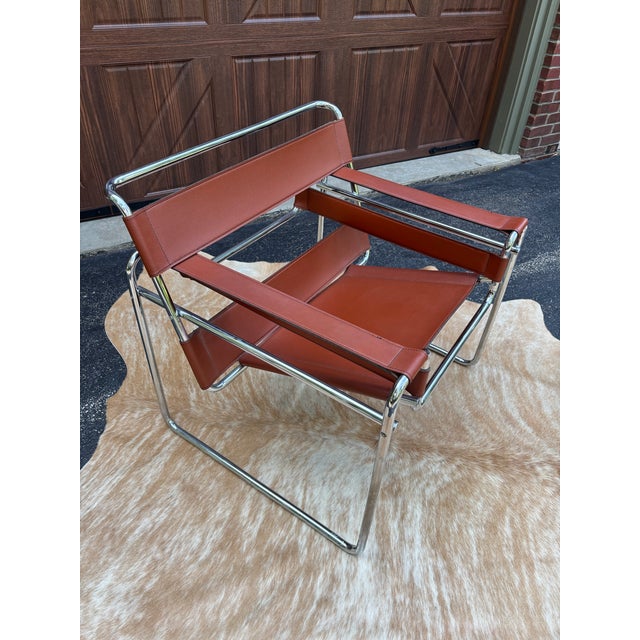Early 21st Century Cognac & Chrome Leather Chair For Sale - Image 5 of 6
