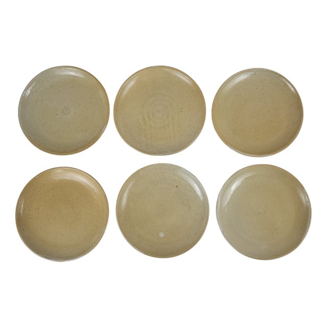 Stoneware Dessert Plates from Puisaye, 1970s, Set of 6 For Sale