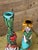 Pair of Whimsical Hand-Painted Ceramic Mermaid Candlestick Holders For Sale - Image 4 of 9