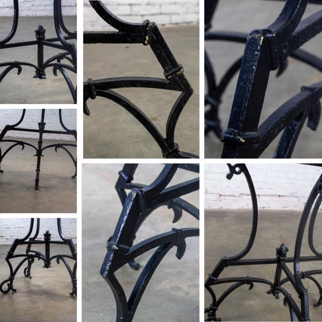 Early 20th Century Art Deco Italianate Demilune Table Black Painted Hand Wrought Iron Base For Sale - Image 14 of 18