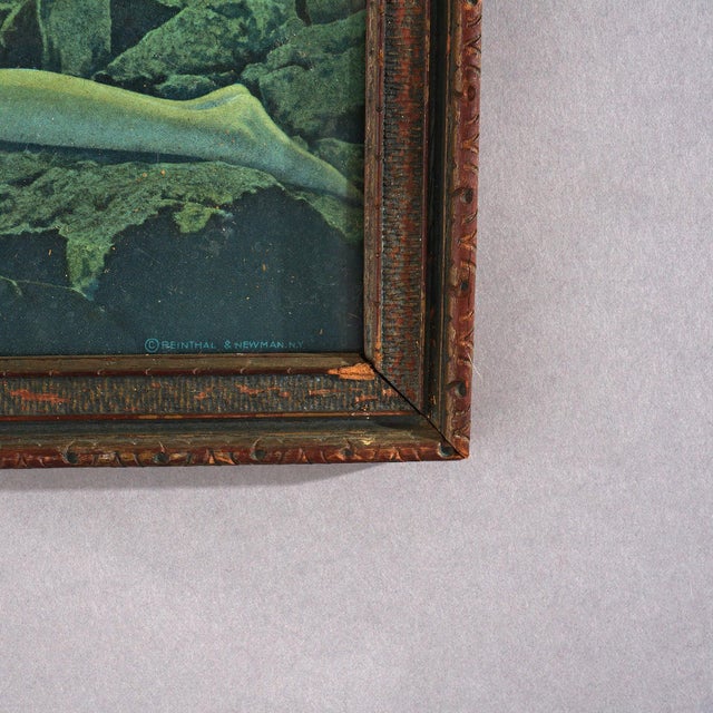 Green Antique Maxfield Parrish Reinthal & Newman Print “Wild Geese”, Framed, C1920 For Sale - Image 8 of 10