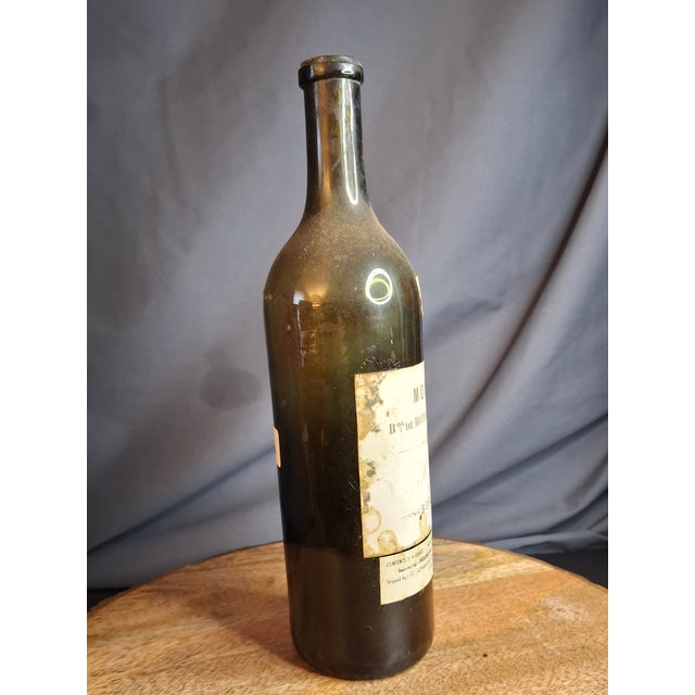 Rustic European Rare 1874 Chateau Mouton Rothschild Empty Wine Bottle & Original Cork R. Galos For Sale - Image 3 of 10