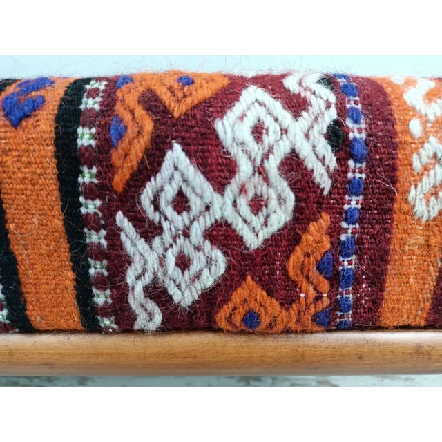 Handmade Turkish Kilim Upholstered Dining Bench For Sale - Image 4 of 9
