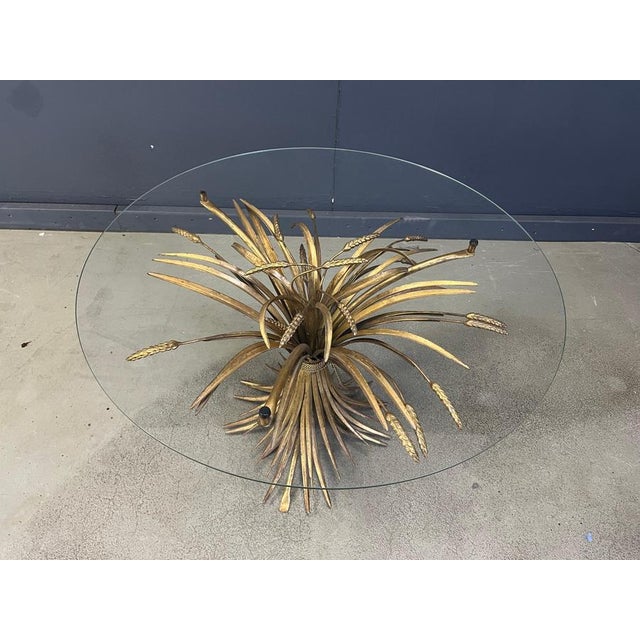 Hollywood Regency Vintage Gilt Metal Sheaf of Wheat Coffee Table in the style of Coco Chanel, 1960s For Sale - Image 3 of 11