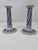 French Country Antique c.1876 Wedgwood White Jasperware Candlesticks - Pair of Rare White Columns With Cobalt Blue Spiral Twist Relief For Sale - Image 3 of 12
