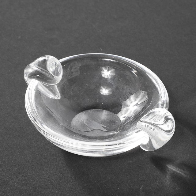 Mid-Century Modernist Crystal Dish Signed Steuben For Sale - Image 15 of 18
