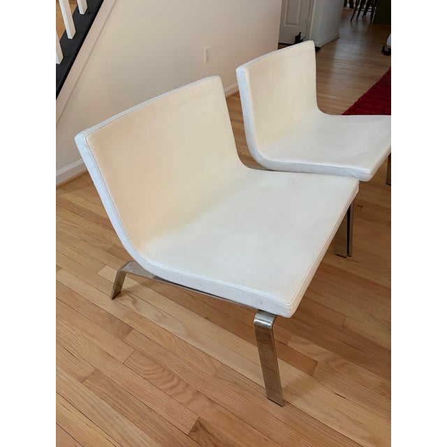Contemporary Pair of Blu Dot Stella Lounge Chairs in White Leather For Sale - Image 3 of 9