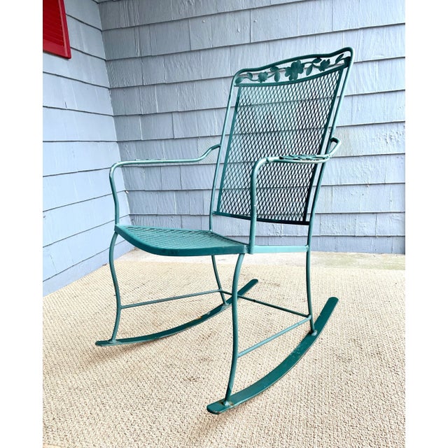 Late 20th Century Vintage Wrought Iron Outdoor Rocker Chair | Chairish