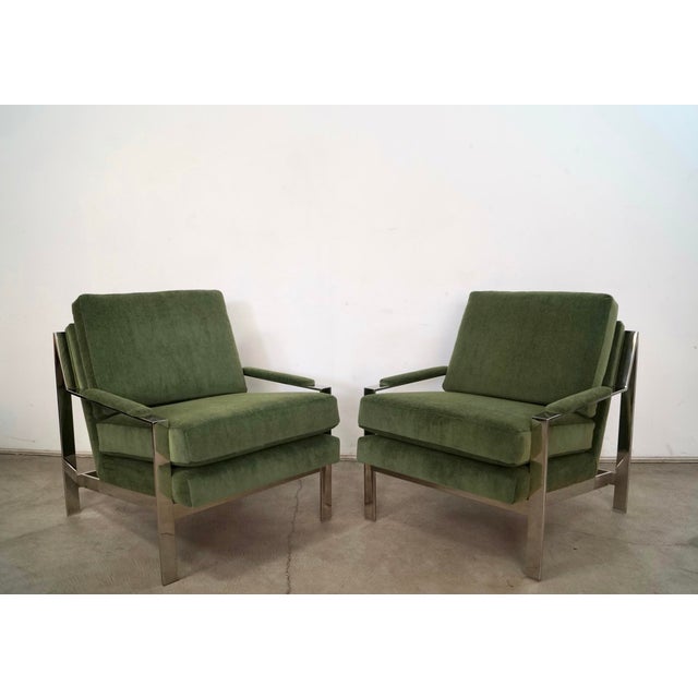 Mid-Century Modern Milo Baughman Style Lounge Chairs in Mohair - A Pair For Sale - Image 3 of 12