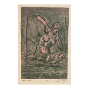 1974 Margaret Friedland Seated Female Nude Etching