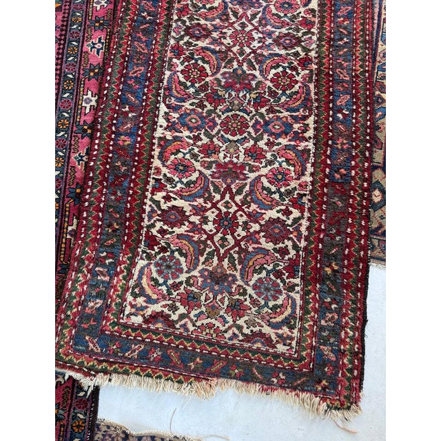 1930s Linen Ground Water Garden Hamadan Ice Blues Rug 2.7 x 9.10 For Sale - Image 10 of 10