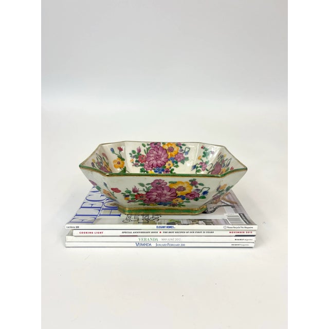 Late 20th Century 20th Century Hand Painted Porcelain Floral Shallow Bowl For Sale - Image 5 of 5