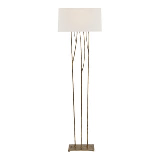 Ian K. Fowler by Visual Comfort Signature Aspen Floor Lamp in Gilded Iron with Linen Shade For Sale