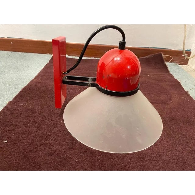 Industrial Red Sconces, 1970s, Set of 2 For Sale - Image 6 of 12