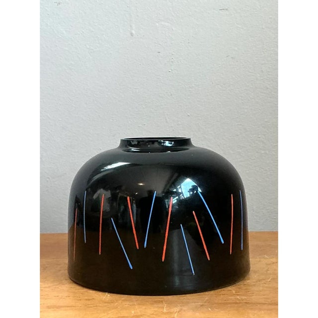 Ceramic Vintage Ikea “Crystalex” Postmodern Black Ceramic Vase For Sale - Image 7 of 12