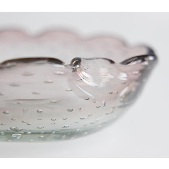 Glass Vintage Italian Murano Scalloped Art Glass Controlled Bubbles Bowl For Sale - Image 7 of 8
