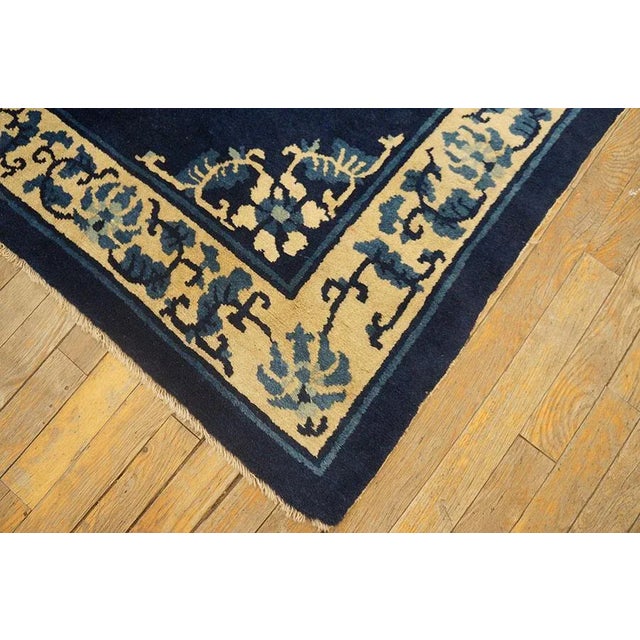 Textile 1900s Navy Blue Medallion Traditional Antique Chinese Peking Rug 5' 0'' X 7' 6'' Wool Knotted Carpet For Sale - Image 7 of 9