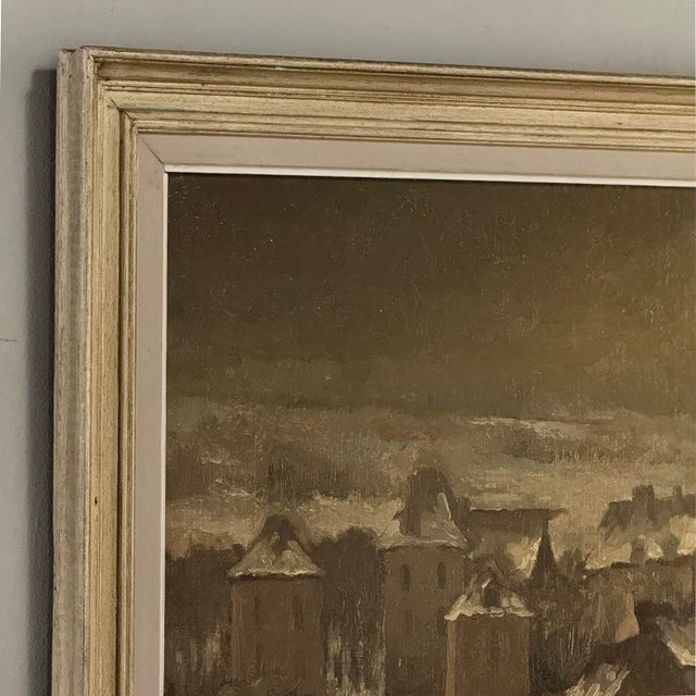 Framed Oil Painting on Board by Maurice Fourneau (1900-1990) 'Winter Village' For Sale - Image 13 of 15