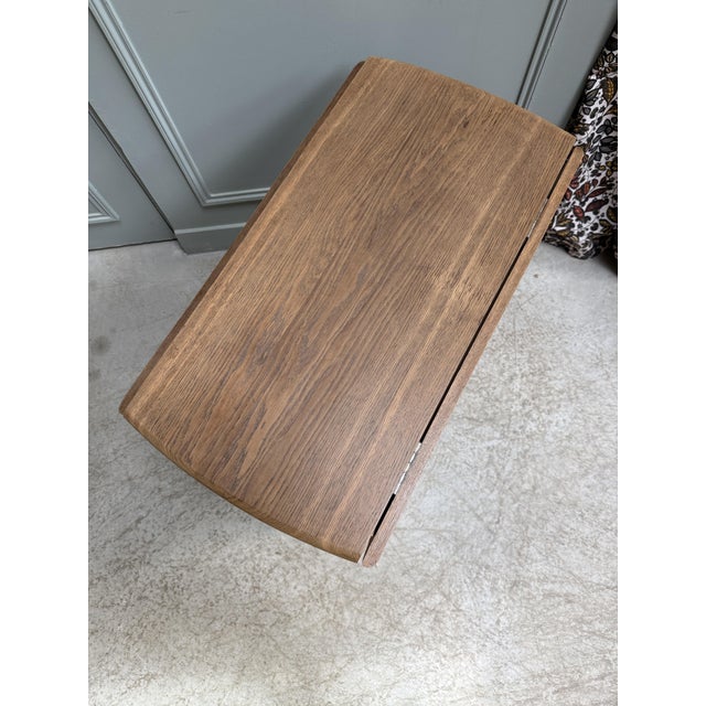 Brown Oval Drop-Leaf Coffee Table, 1950s For Sale - Image 8 of 9