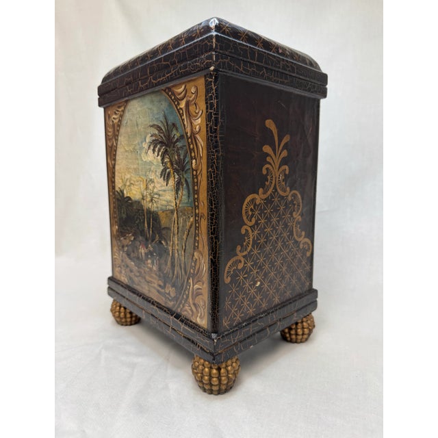 Spanish Colonial John Richard Hand Painted Rectangle Wooden Vase For Sale - Image 12 of 12