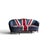 Vintage Union Jack Upholstered Sofa With Ornate Carved Wood Frame For Sale - Image 17 of 18
