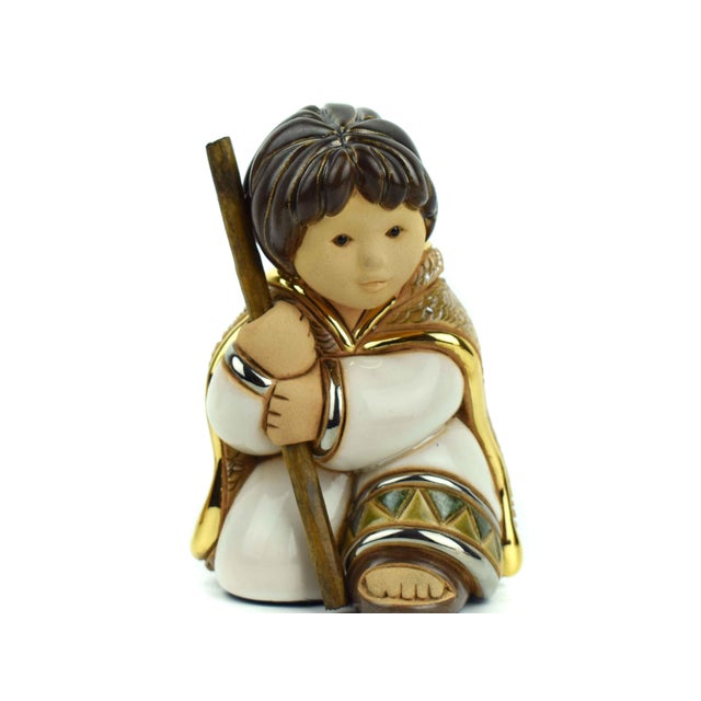 1990s 1990's Hand Carved Hand Painted De Rosa Enamel Glazes Ceramic Holy Family Nativity Set - 3 Pieces For Sale - Image 5 of 12