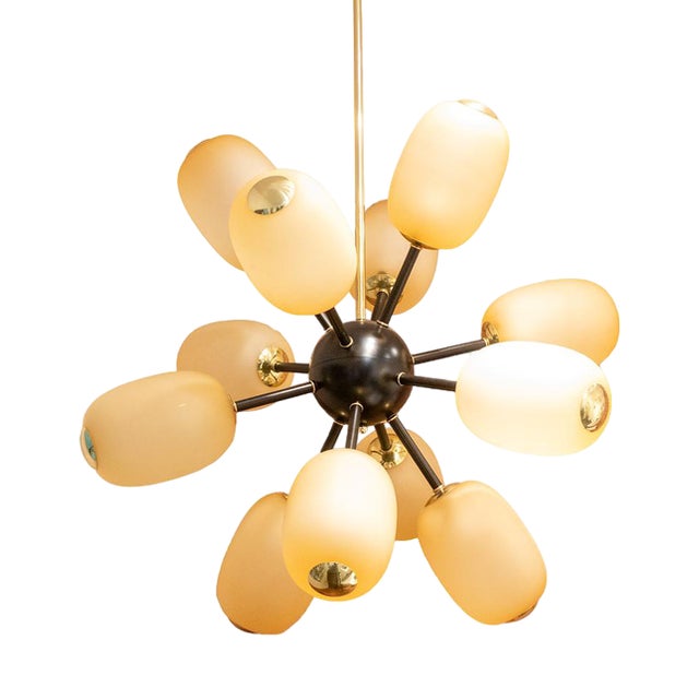 Sputnik Star Chandelier in Brass and Glass For Sale