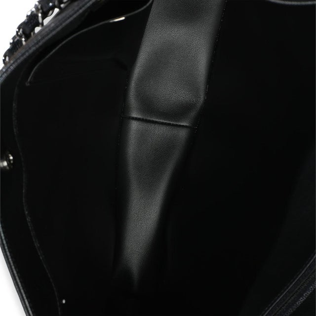 Black Black Quilted Caviar CC Shopping Tote For Sale - Image 8 of 9