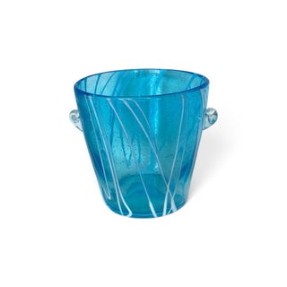 Venini Murano Glass Blue Ice Bucket, 1970-1980s For Sale