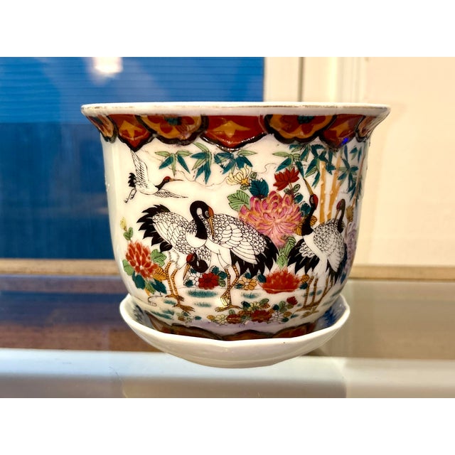 Chinoiserie Vintage Chinese Planter W/Tray For Sale - Image 3 of 9
