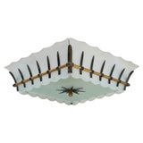 French Bronze + Frosted Glass Flush Mount by Sabino for Dominique, 1950s For Sale