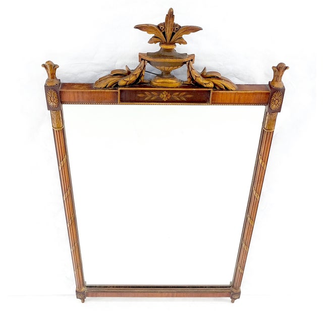 Brown Fine Regency Ornaments & Paint Decorated Wall Mirror NICE For Sale - Image 8 of 11