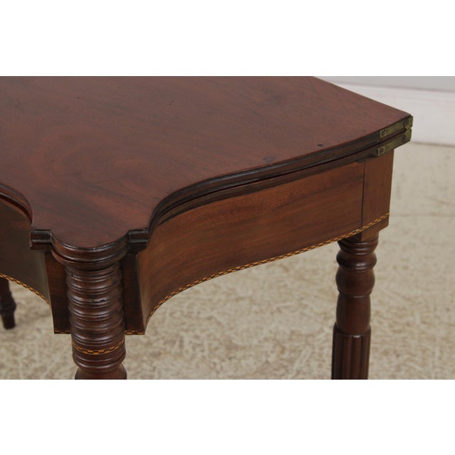 Antique 19th Century Mahogany Inlaid Flip Top Game Table For Sale - Image 12 of 16