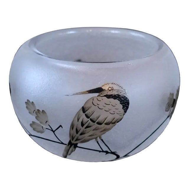 Art Nouveau French Flowers and Bird Vase, 1920s For Sale