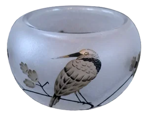 Art Nouveau French Flowers and Bird Vase, 1920s