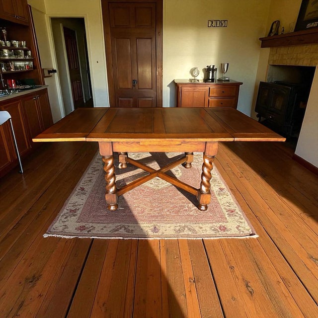 1930s 1930s Barley Twist - Solid Oak - Draw Leaf Table For Sale - Image 5 of 12