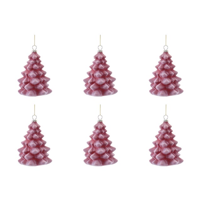 2020s Glass Tree Ornaments (Set of 6) For Sale - Image 5 of 5