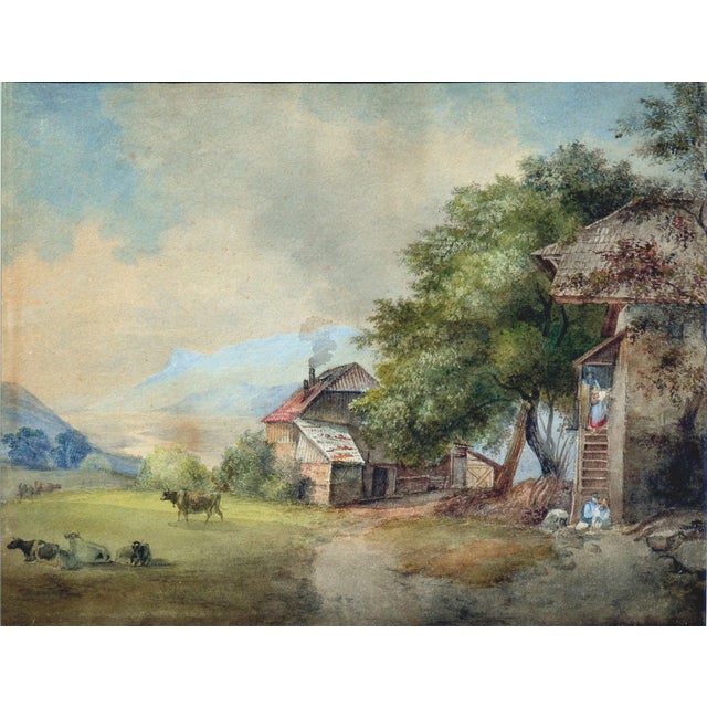Impressionist Late 19th Century Swiss Farm Scene Landscape For Sale - Image 3 of 7